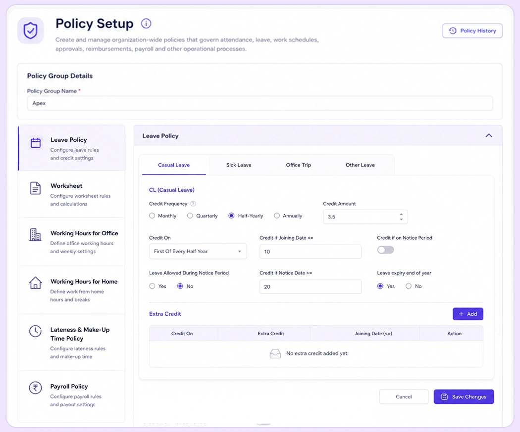 Policy Setup